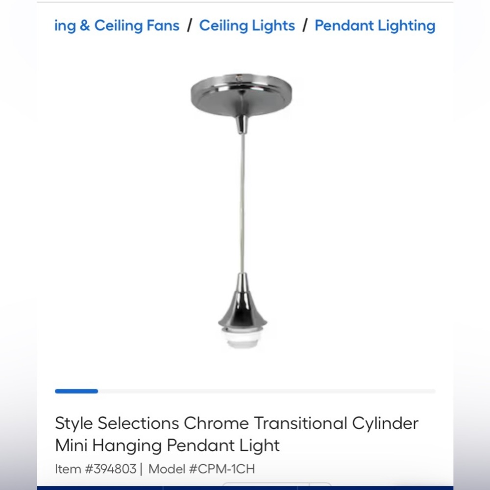 New Portfolio mini pendant fitter chrome finish #0394803